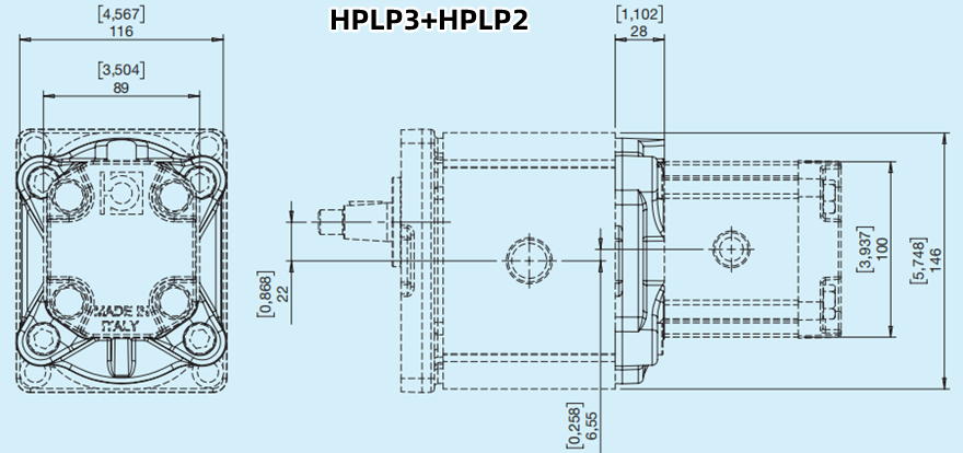 Bondioli&Pavesi邦貝HPLP3+HPLP2多級(jí)齒輪泵尺寸